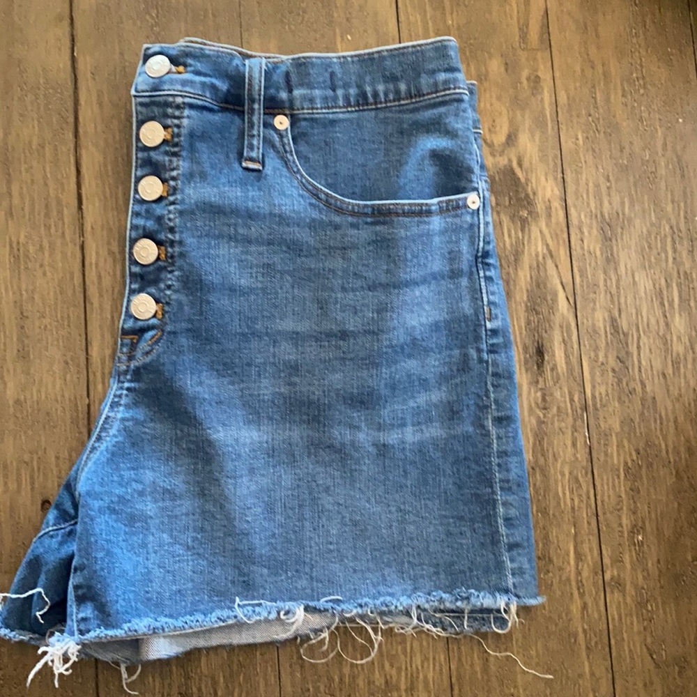 Madewell Blue Jean Shorts with Button Detail